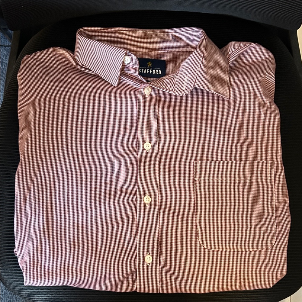 Stafford Men’s Red Micro-Check Button-Down Shirt